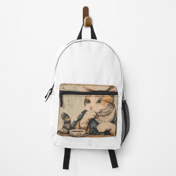 Item preview, Vintage Japan art cute cat with a cup of tea designed and sold by Anbe_design.