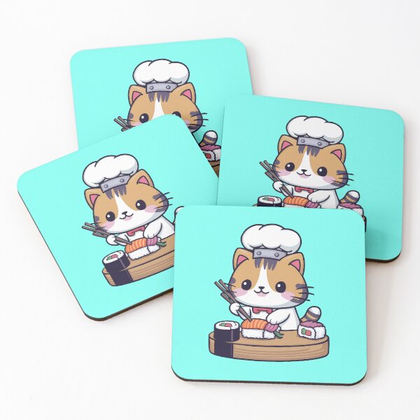 Item preview, Cute Sushi Master Cat Kawaii designed and sold by canvadreamer444.