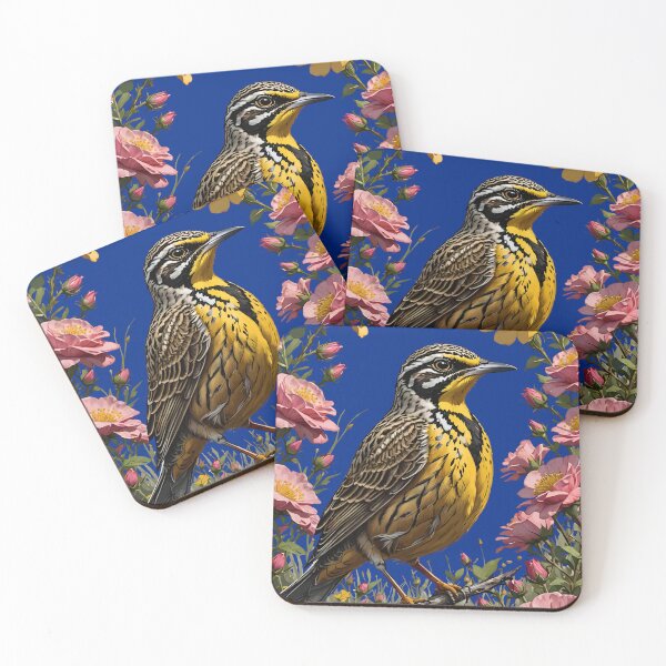 Item preview, Common Western Meadowlark Surrounded By Prairie Roses designed and sold by taiche.