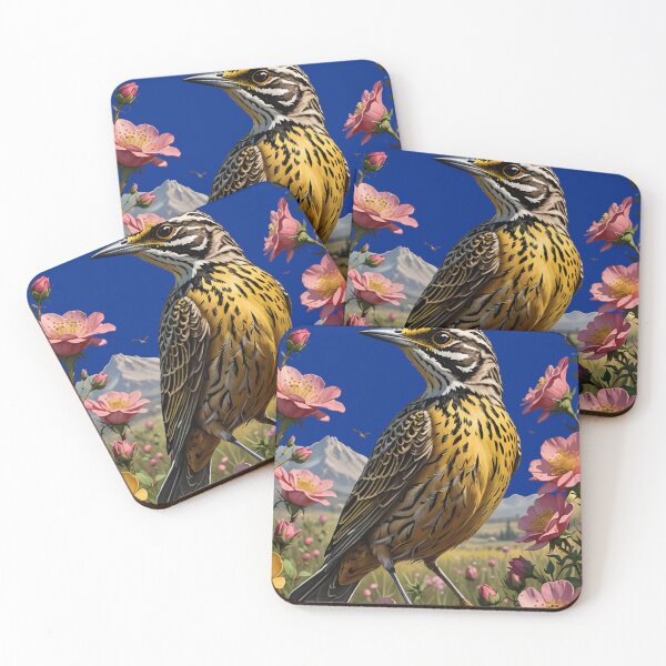 Item preview, Common Western Meadowlark Surrounded By Prairie Roses 2 designed and sold by taiche.