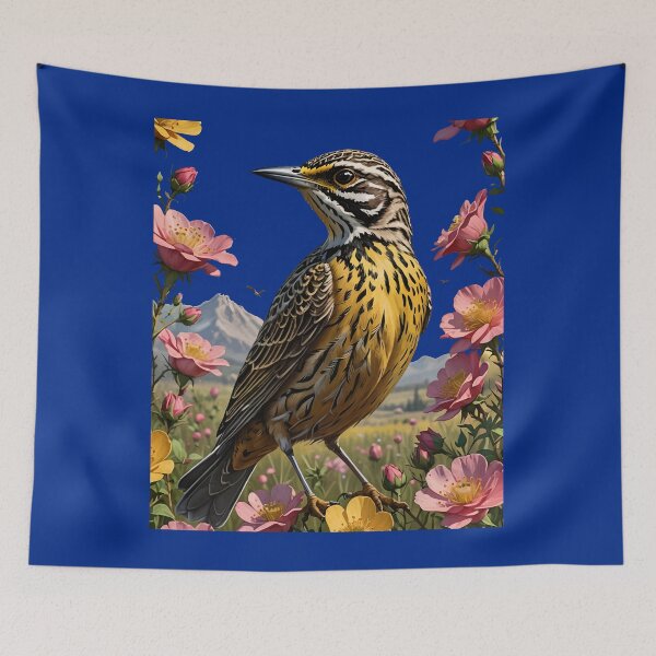 Item preview, Common Western Meadowlark Surrounded By Prairie Roses 2 designed and sold by taiche.