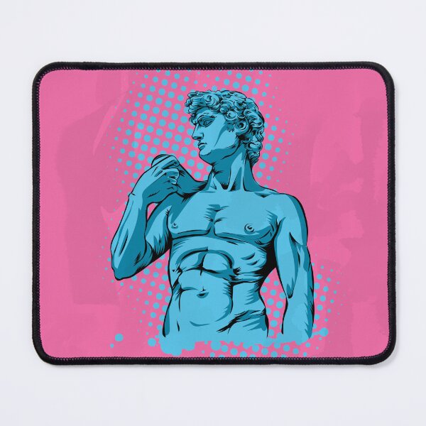 Artikelvorschau, Büste des David von Michelangelo. Retrofuturistische Vektorillustration im Vaporwave- und Retrowave-Stil der 80er-Jahre-Ästhetik entworfen und verkauft von Doomko.