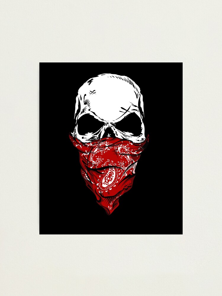 Badass Gang Skull With Red Bandana | Photographic Print