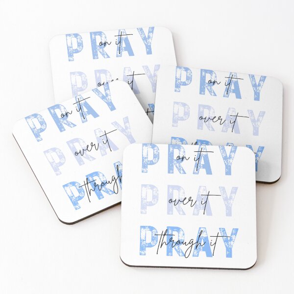 Item preview, Pray on it Pray over it Pray through it stamped words blue designed and sold by Ideas-BYDESiGN.