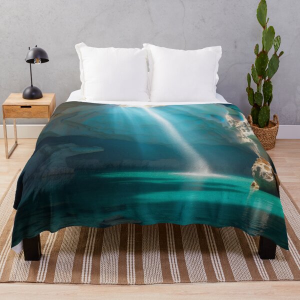 Item preview, Awesome beauty cave waterfall with lake in a turquoise grottos, with awesome rays of light falling down on the lake designed and sold by Andrey-Myagkov.
