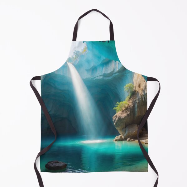 Item preview, Awesome beauty cave waterfall with lake in a turquoise grottos, with awesome rays of light falling down on the lake designed and sold by Andrey-Myagkov.