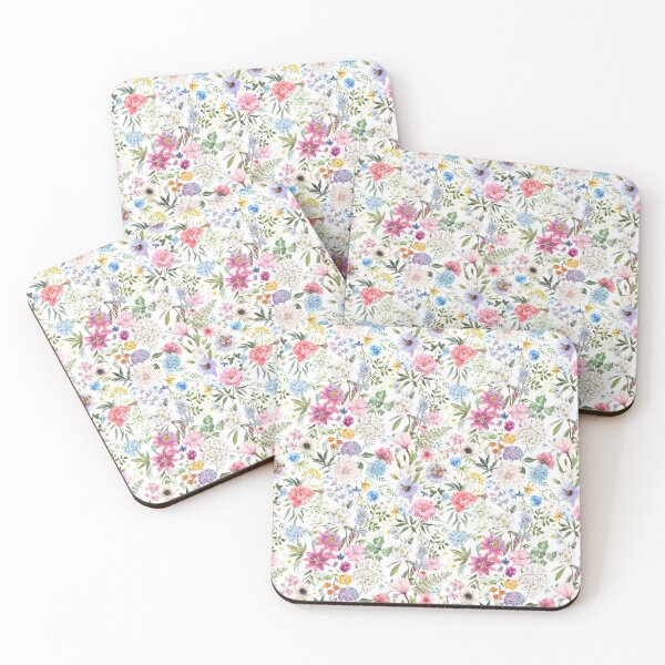 Item preview,  Organic Colorful Floral Leafy White Pattern designed and sold by teesprinkle.