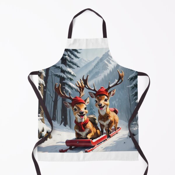 Item preview, Two deer tobogganing down a snowy path designed and sold by AnimalFunShots.