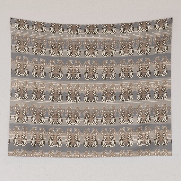 Item preview, Fanciful Flourish on Gray Stripes  designed and sold by JaygiesDesign.
