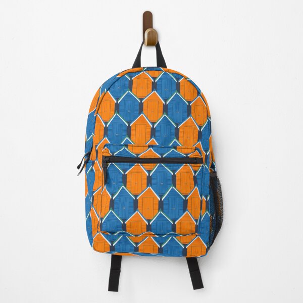 Item preview, Beach Huts, blue and orange, cute summer pattern by Cecca Designs designed and sold by Cecca-Designs.