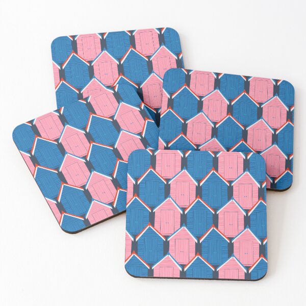 Item preview, Beach Huts, blue and pink, cute summer pattern by Cecca Designs designed and sold by Cecca-Designs.