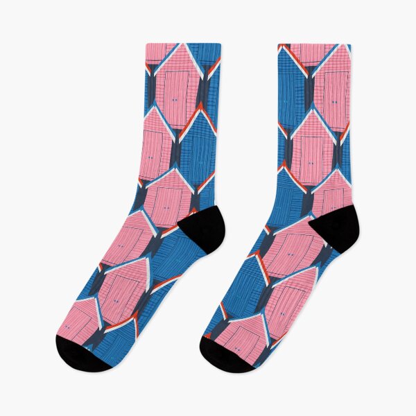 Item preview, Beach Huts, blue and pink, cute summer pattern by Cecca Designs designed and sold by Cecca-Designs.