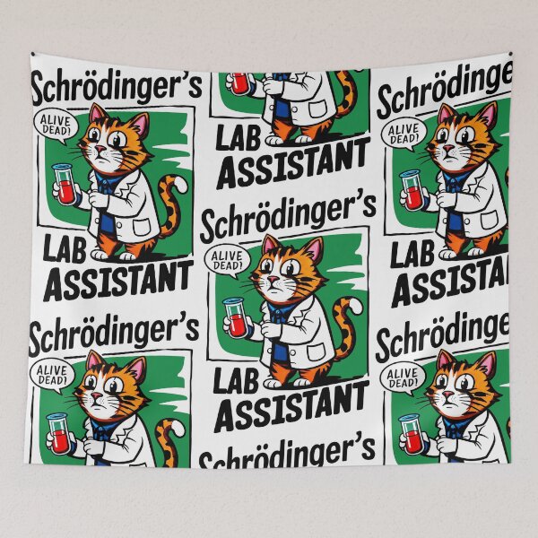 Item preview, SCHRÖDINGER'S LAB ASSISTANT: Unraveling the Feline Paradox in Black, Green, and Red designed and sold by SplashTastic.