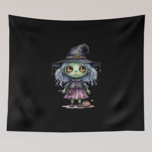 Item preview, Little Horrors - Zombie Witch with Pumpkin - Carly (Black Variant) designed and sold by Creep-Vault.