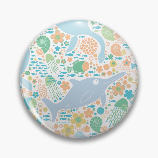 Item preview, Swimming with Plesiosaurs - pastel orange and green - cute prehistoric animal design by Cecca Designs designed and sold by Cecca-Designs.