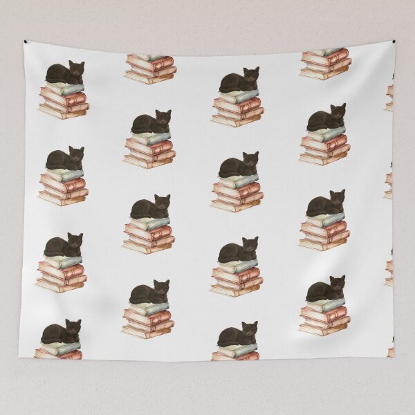 Item preview, cat sleeping on book stack designed and sold by Made-By-Adell.