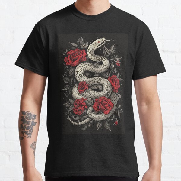 Item preview, White Snake with Red Roses designed and sold by OccultDreams.