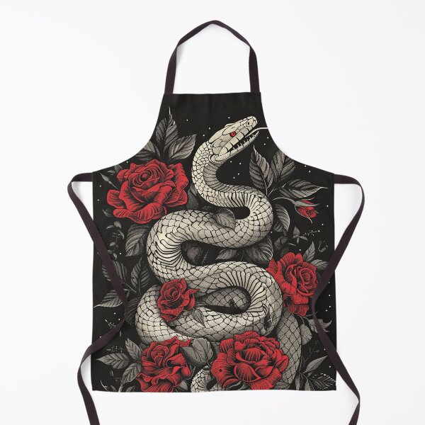 Item preview, White Snake with Red Roses designed and sold by OccultDreams.