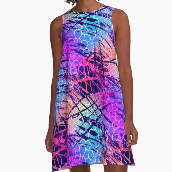 Neon Snake Splatter A-Line Dress