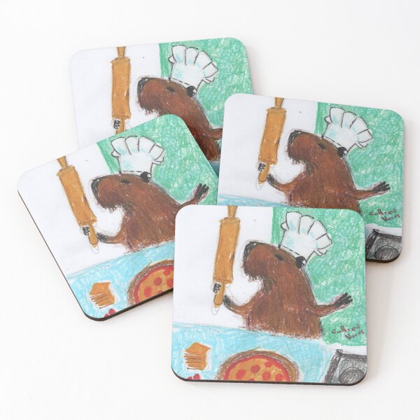 Item preview, capybara making a delicious pizza designed and sold by guilhernunes.