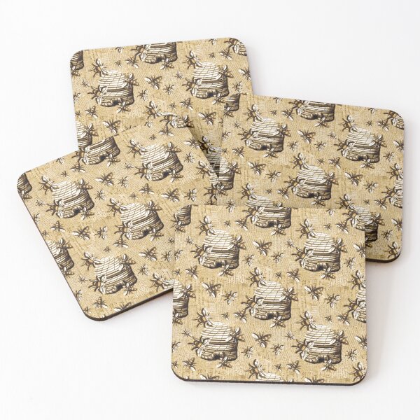 Item preview, Vintage historic beehives and bees mixed media paper designed and sold by sueshormanart.