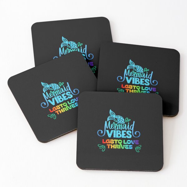 Item preview, Mermaid Vibes, LGBTQ love thrives, Mermaid tail with water splash and rainbow text, Mermaid, LGBTQ positive slogan, designed and sold by PrideBeProud.