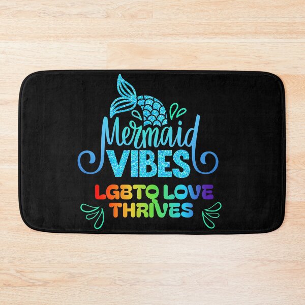Item preview, Mermaid Vibes, LGBTQ love thrives, Mermaid tail with water splash and rainbow text, Mermaid, LGBTQ positive slogan, designed and sold by PrideBeProud.