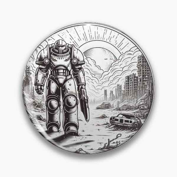 Item preview, Armored Warrior - Line Art - Post Apocalyptic designed and sold by Fenay Designs.