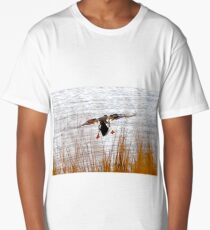 Mallard landing in wind Long T-Shirt