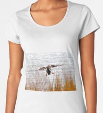 Mallard landing in wind Women's Premium T-Shirt