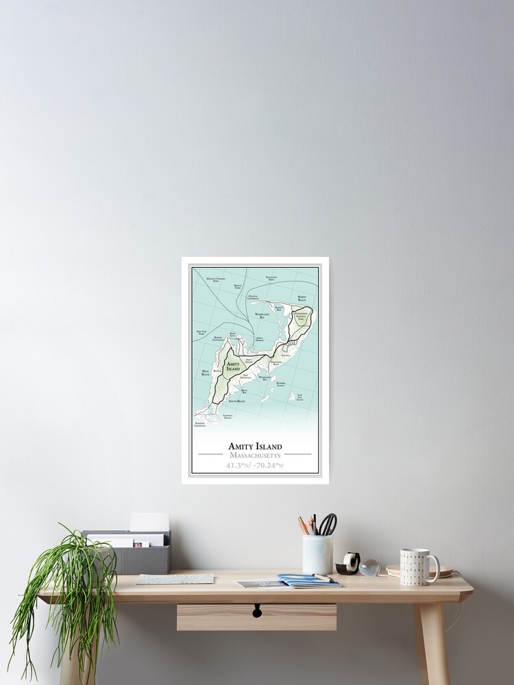 Map of Amity Island Massachusetts Poster