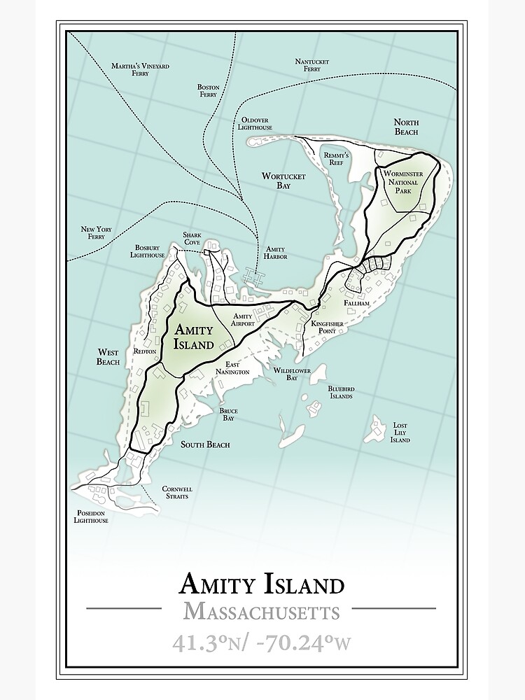 Map of Amity Island Massachusetts Poster