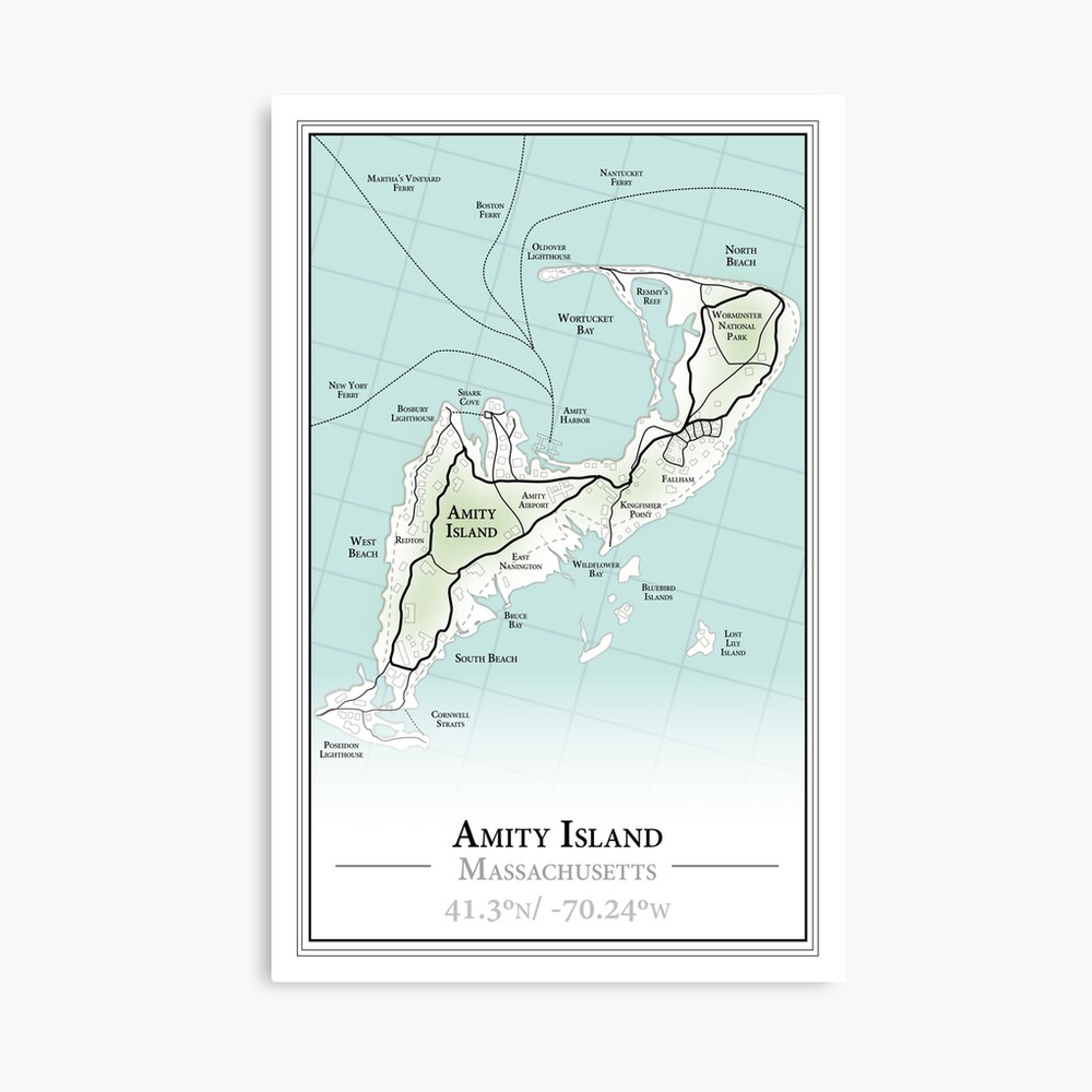 Map of Amity Island Massachusetts Poster