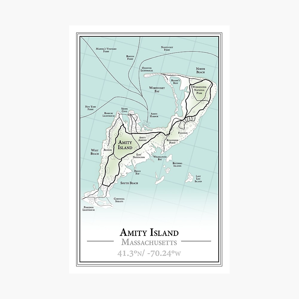 Map of Amity Island Massachusetts Poster