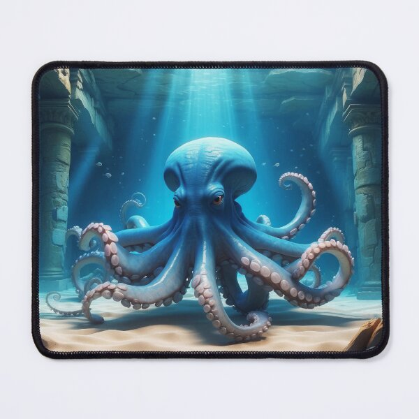 Item preview, Fearsome Octopus among old underwater ruins in rays of light. designed and sold by Andrey-Myagkov.