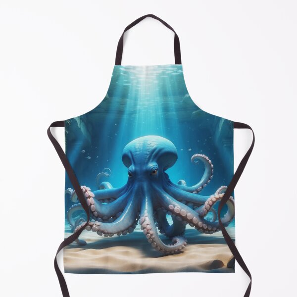 Item preview, Fearsome Octopus among old underwater ruins in rays of light. designed and sold by Andrey-Myagkov.