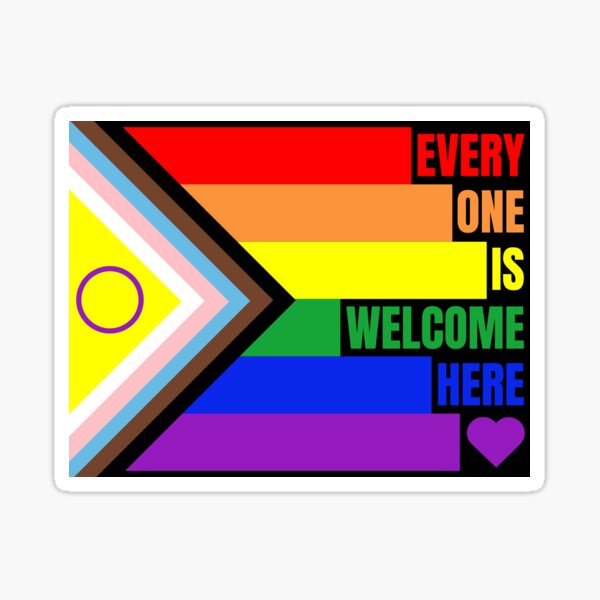 Item preview, Everyone is Welcome Here Pride Flag designed and sold by AlpsCreativeCo.