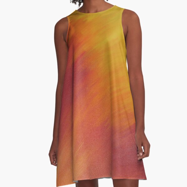 Abstract Painting of Orange,Yellow and Red A-Line Dress