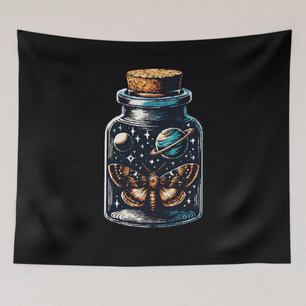 Item preview, Fly high, cottagecoreCosmic Containment: A Moth’s Voyage Through Stardust Dreams,Moth art, Sfingide Acherontia atropos, witch, Halloween,  witchcraft, Wicca designed and sold by Collagedream.