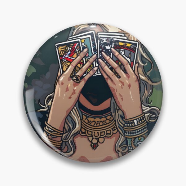 Item preview, Woman covering her face with tarot cards PIXEL ART designed and sold by HappyStickBike.