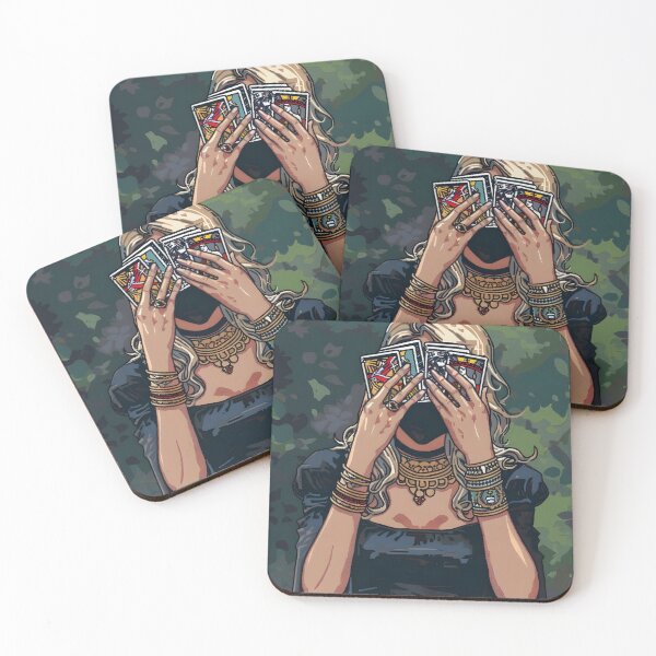 Item preview, Woman covering her face with tarot cards PIXEL ART designed and sold by HappyStickBike.