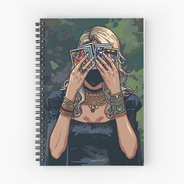 Item preview, Woman covering her face with tarot cards PIXEL ART designed and sold by HappyStickBike.