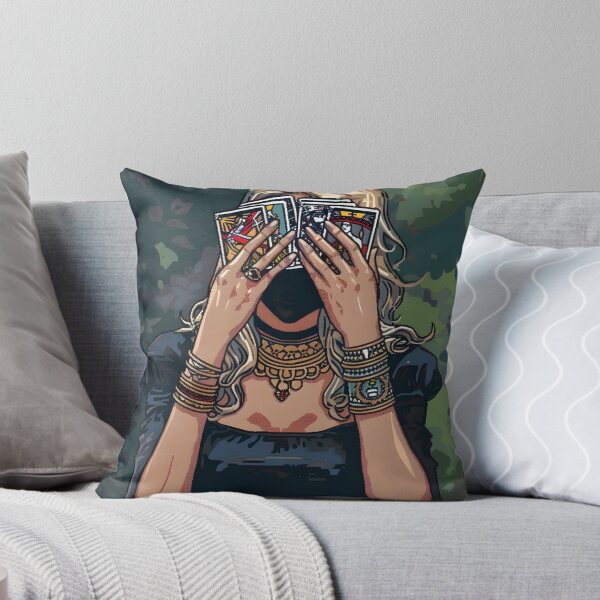 Item preview, Woman covering her face with tarot cards PIXEL ART designed and sold by HappyStickBike.