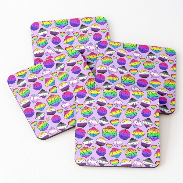 Item preview, Pride LGBTQIA polyhedral dice set on purple designed and sold by Cthulhu loves crafts.