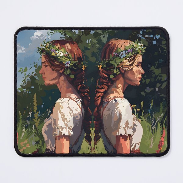 Item preview, Two women with wreaths on their heads PIXEL ART designed and sold by HappyStickBike.