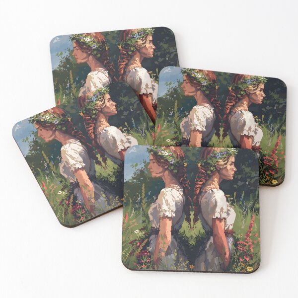 Item preview, Two women with wreaths on their heads PIXEL ART designed and sold by HappyStickBike.