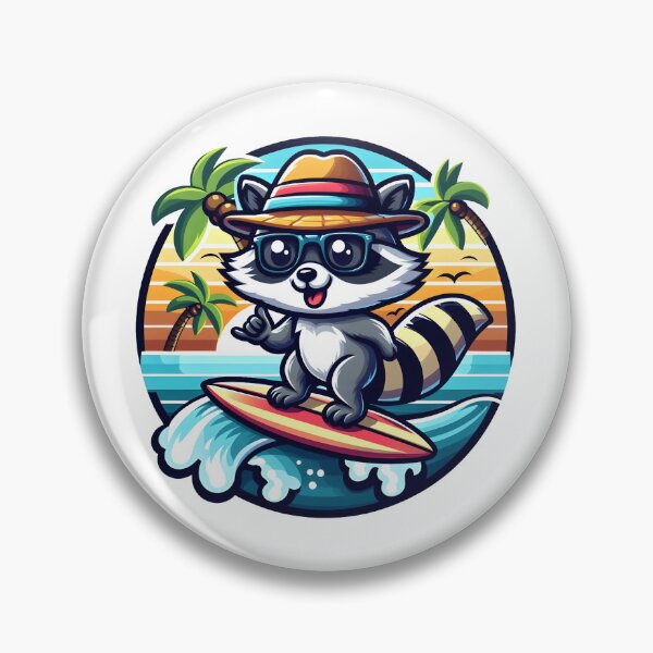 Item preview, Surfing Raccoon Surf Holiday Summer designed and sold by WildPalette-Art.