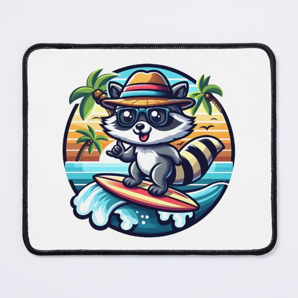 Item preview, Surfing Raccoon Surf Holiday Summer designed and sold by WildPalette-Art.