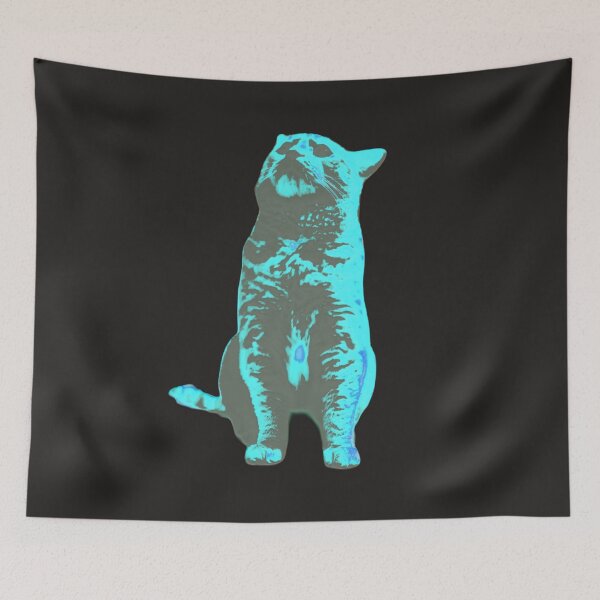 Item preview, Retro curious kitty blue designed and sold by FlossOrFi.