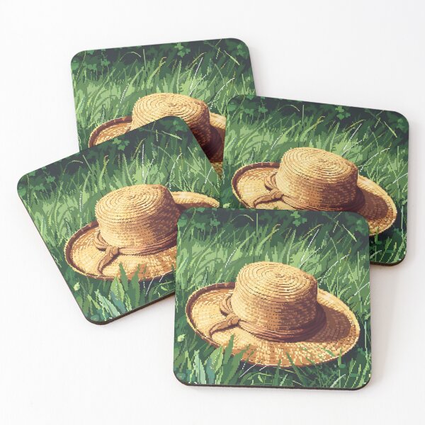 Item preview, Straw hat in the grass PIXEL ART designed and sold by HappyStickBike.